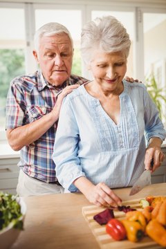 Senior Couple Chopping Vegetables