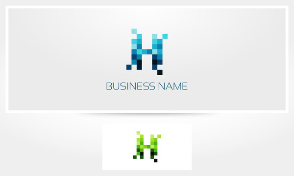 Letter H Pixel Eroded Logo