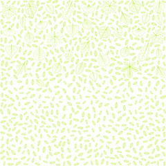 Spring background made of different tree leaves. Various elements for design. Cartoon vector illustration. Green  fresh colors.