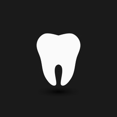 Tooth logo. Tooth icon. Vector tooth. White tooth on a black background.