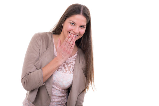 peinlich ber&uuml;hrte l&auml;chelnde frau