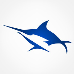 Fototapeta premium Marlin fish label - vector symbol illustration 