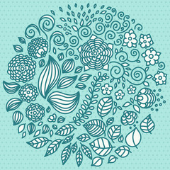 Tattoo floral doodle vector elements set
