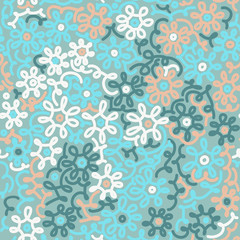 Light floral chamomile retro vintage seamless pattern