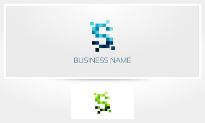 Letter S Pixel Eroded Logo