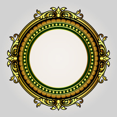 Vector vintage border frame engraving with retro ornament Vector