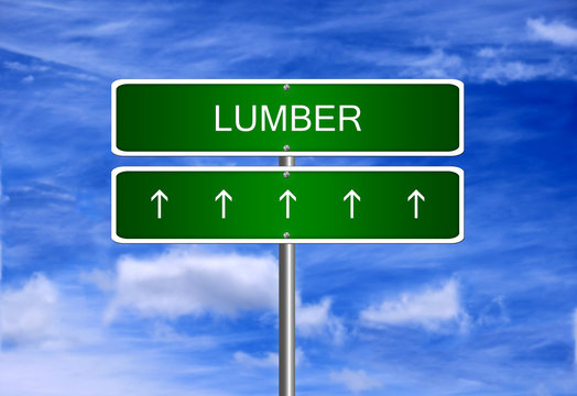 Lumber price investment trading arrow going up rising strong industry bull market concept.