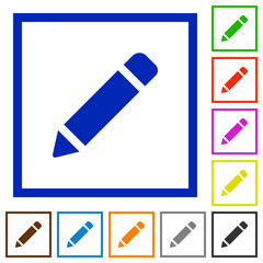 Pencil framed flat icons