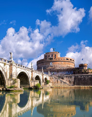Fototapeta premium Angel Castle with bridge in Rome, Italy