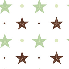 abstract green and brown stars seamless vector pattern background illustration in scandinavian colors