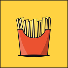 Potato fries icon, flat style design