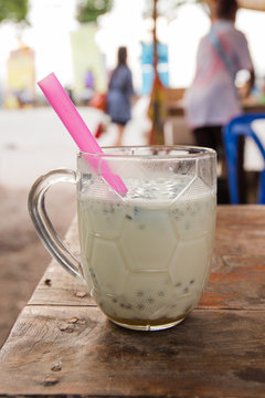 Soy milk with straw