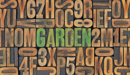 Garden / caracteres d'imprimerie en bois 