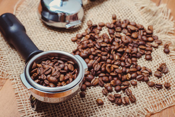 coffee beans on wooden table