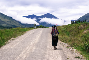 The morning landscape around Wamena in the Papua Province of Irian Jaya, Indonesia