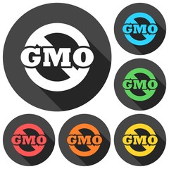 No GMO Sign set with long shadow