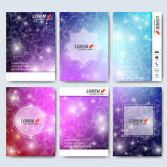 Fototapeta na wymiar Modern vector templates for brochure, flyer, cover magazine or report in A4 size. Business, science, medicine and technology design . Science background