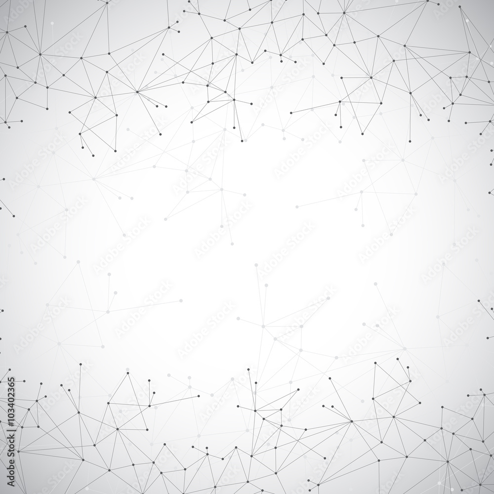 Poster Geometric grey background molecule and communication . Connected lines with dots. Vector illustration