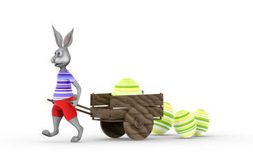 Królik z pisankami na białym tle © CUKMEN