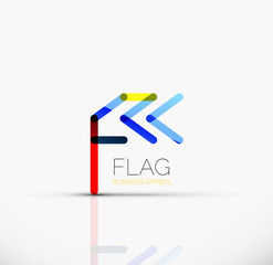Logo flag, abstract linear geometric business icon