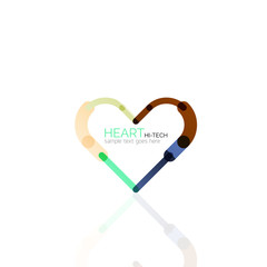 Logo love heart, abstract linear geometric business icon