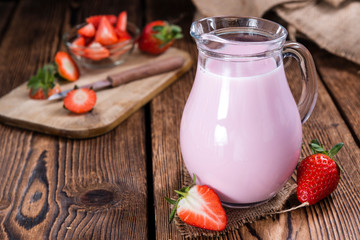 Homemade Strawberry Milk (selective focus)