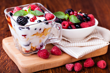 yogurt with muesli and berries