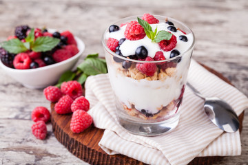 yogurt with muesli and berries