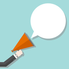 Megaphone by businessman. blank conversation. Idea make money, passive income. Flat design for business financial marketing banking commercial advertising minimal concept cartoon illustration.