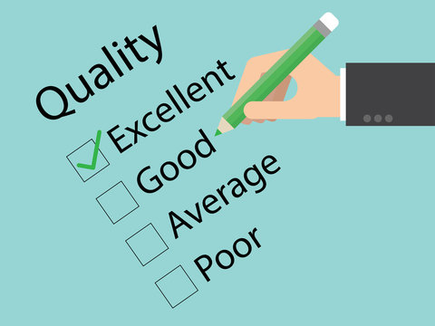 Quality audit close up. Flat design for business financial marketing banking advertising web concept cartoon illustration.