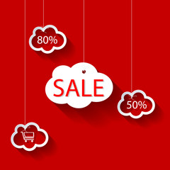 Naklejka premium Shopping sign in red. Flat design business financial marketing banking marketing advertising web minimal concept illustration.