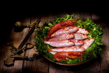 Triglie rosse e gamberoni