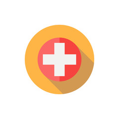 Obraz premium Medical cross icon in a flat design with long shadow illustration