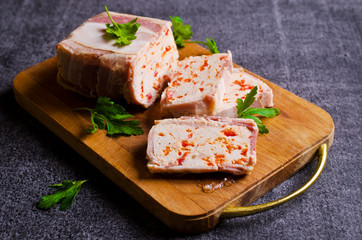 Meat terrine with bacon