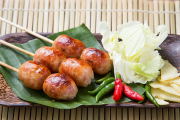 Isaan sausage with chili.