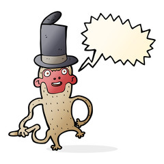 cartoon monkey wearing top hat with speech bubble