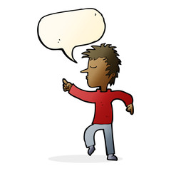 cartoon man pointing with speech bubble