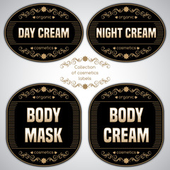 Collection of cosmetics labels