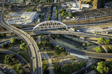 Aerial view of road system in Rio de Janeiro, Brazil