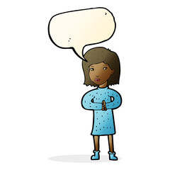 cartoon calm woman with speech bubble