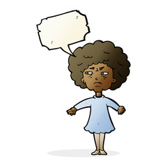 cartoon bitter old woman with speech bubble