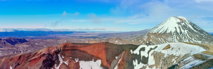 Panoramic view of Red Crater and Mount Ngauruhoe in the Tongarir