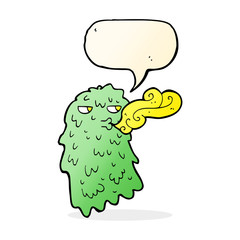cartoon gross ghost with speech bubble