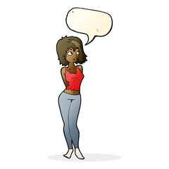 cartoon attractive girl with speech bubble