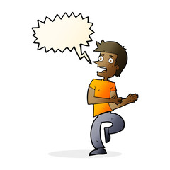 cartoon stressed out man with speech bubble