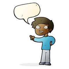 Fototapeta premium cartoon man pointing with speech bubble