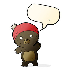 cute cartoon black bear with speech bubble