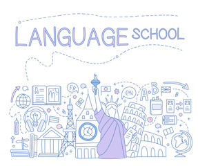 Language School Infographics. Vector Illustration