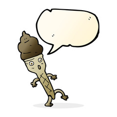 cartoon ice cream with speech bubble