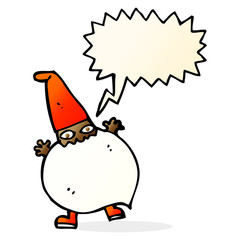 cartoon tiny santa with speech bubble